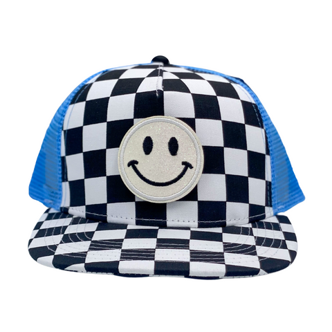 "Baby Blue Checkmate" Velcro Trucker Hat - Junior Sized
