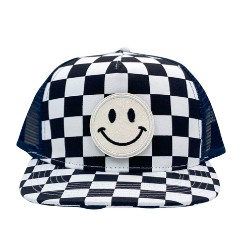 "Deep Blue Checkmate" Velcro Trucker Hat - Junior Sized