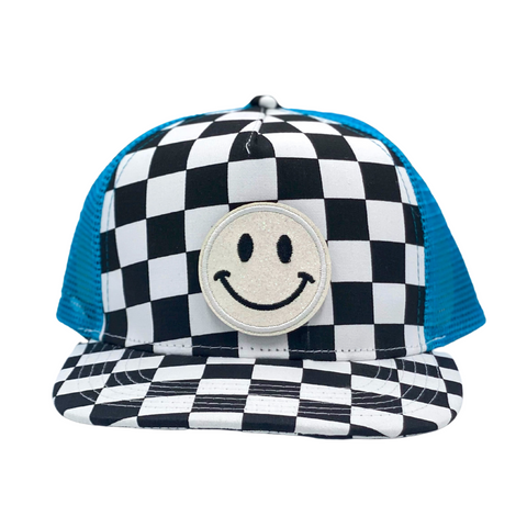 "Teal Checkmate" Velcro Trucker Hat - Junior Sized