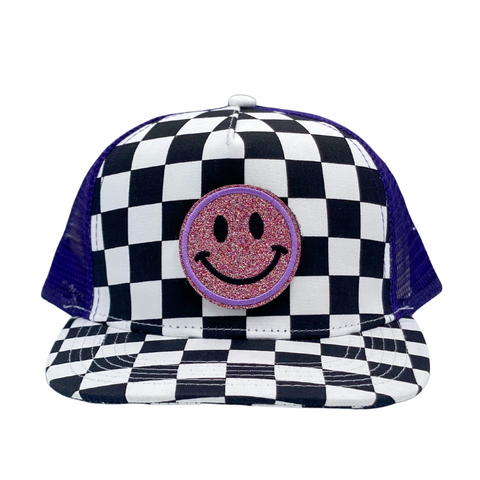 "Grape Checkmate" Velcro Trucker Hat - Junior Sized
