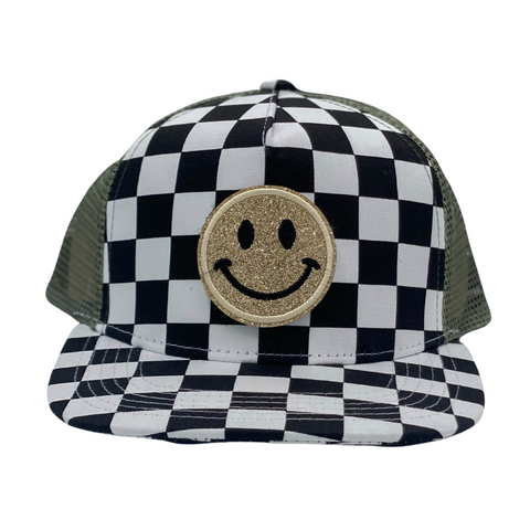 "Olive Checkmate" Velcro Trucker Hat - Junior Sized
