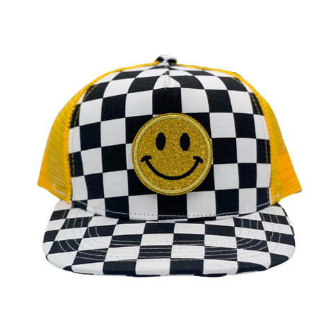 "Smiley Checkmate" Velcro Trucker Hat - Junior Sized