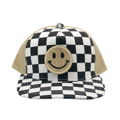"Cream Checkmate" Velcro Trucker Hat - Junior Sized