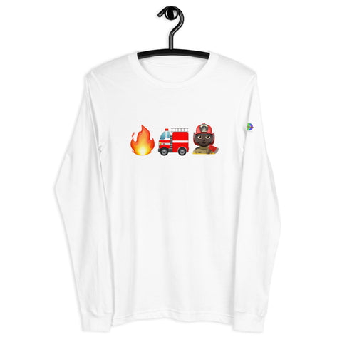 "Firefighter" Adult Long Sleeve T-Shirt - Male, Dark Skin Tone